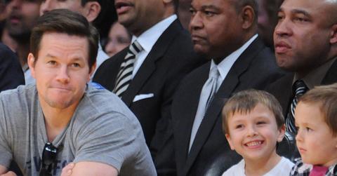 Mark Wahlberg and sons at LA Lakers v Miami Heat, Los Angles, CA