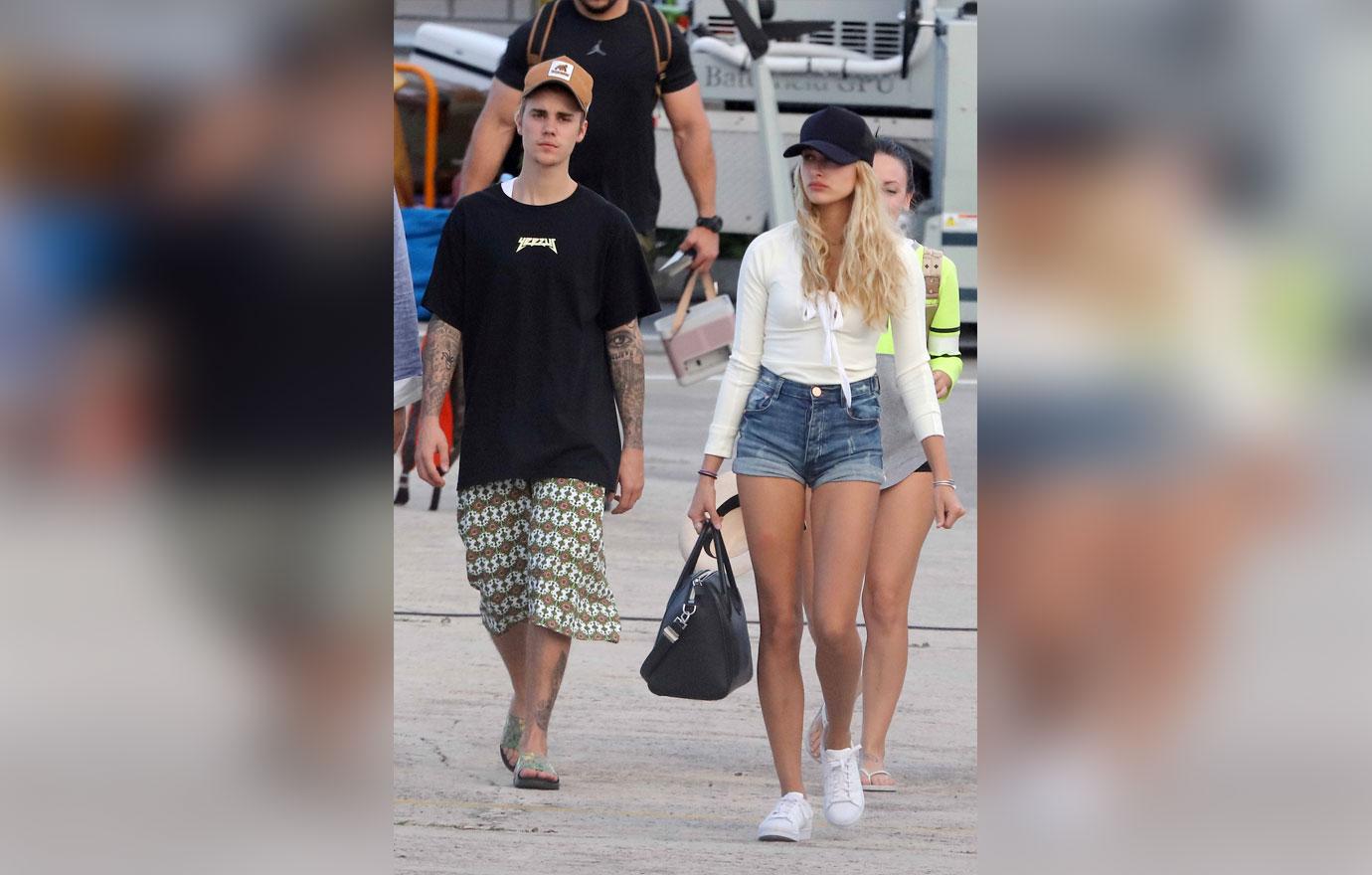 *EXCLUSIVE* Justin Bieber leaves St Barts with Hailey Baldwin on New Years day **USA ONLY**