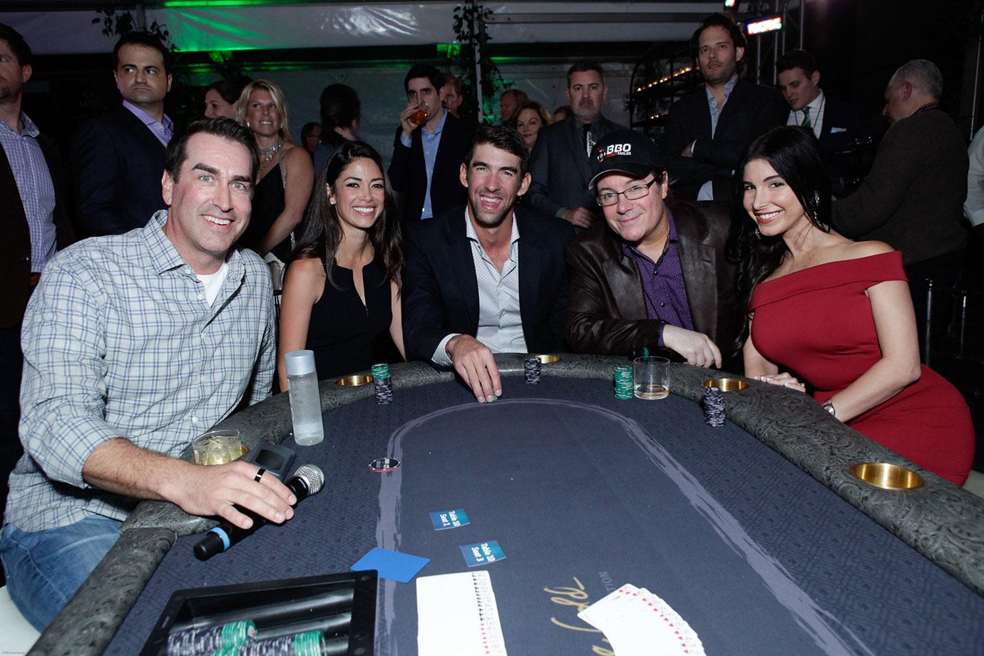 Michael Phelps and wife, Mayra Veronica, Jamie Gold, Rob Riggle