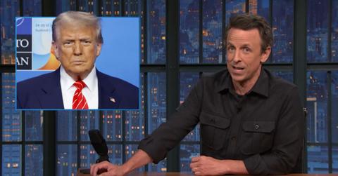 photo of Seth Meyers and Donald Trump