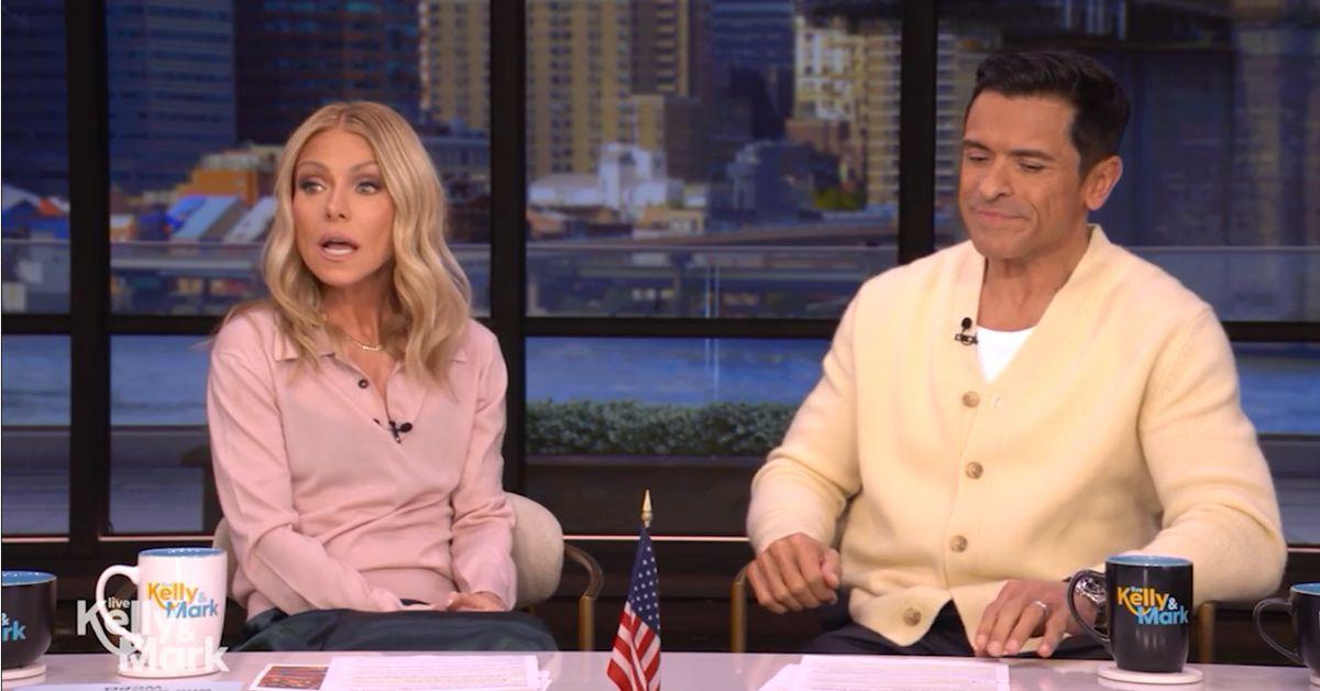 image of The moment became a lighthearted debate between Kelly Ripa and Mark Consuelos during their morning talk show.