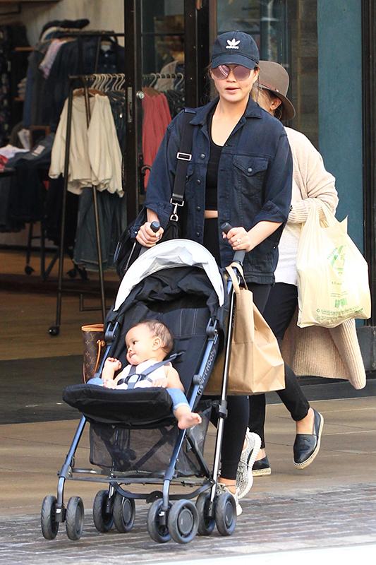 Chrissy Teigen shops The Grove with baby Luna and mother Vilailuck