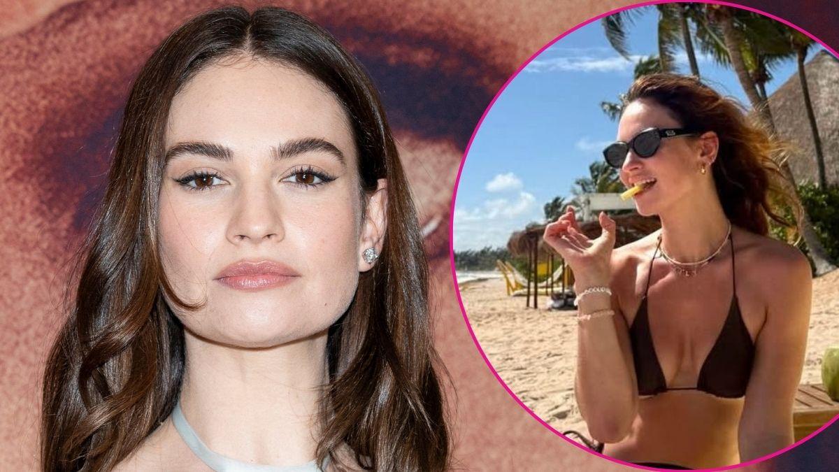 split image of Lily James and Lily James