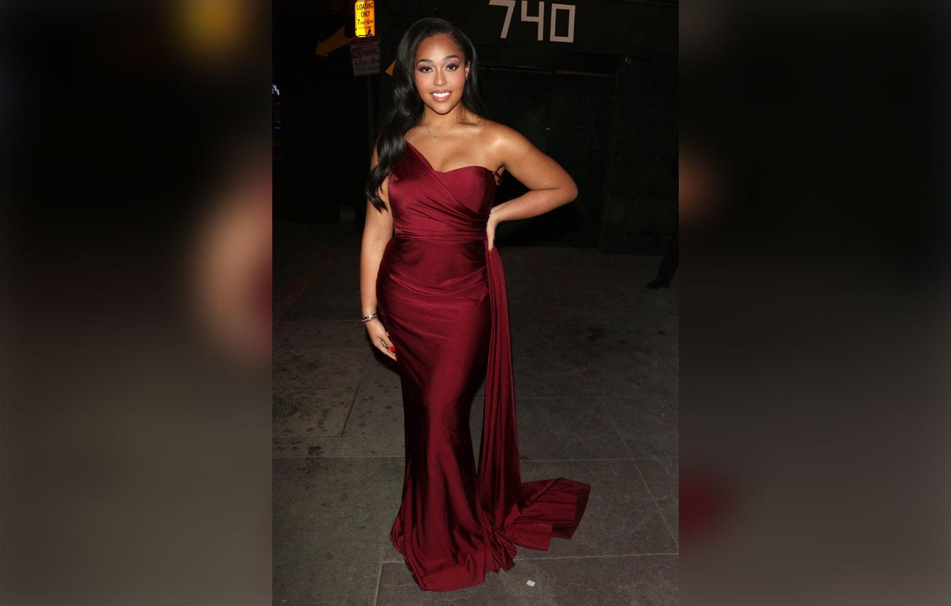 Jordyn Woods In Red Gown Khloe Kardashian