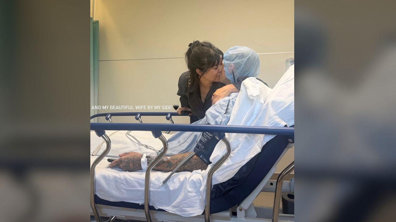 image of Kourtney Kardashian was also by Travis Barker's side during the hospital visit.