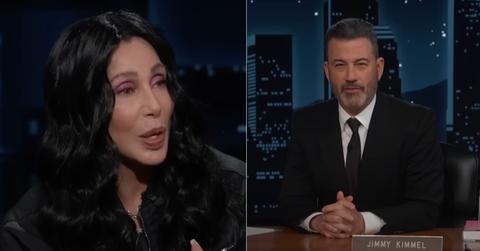 Photo of Cher; picture of Jimmy Kimmel.