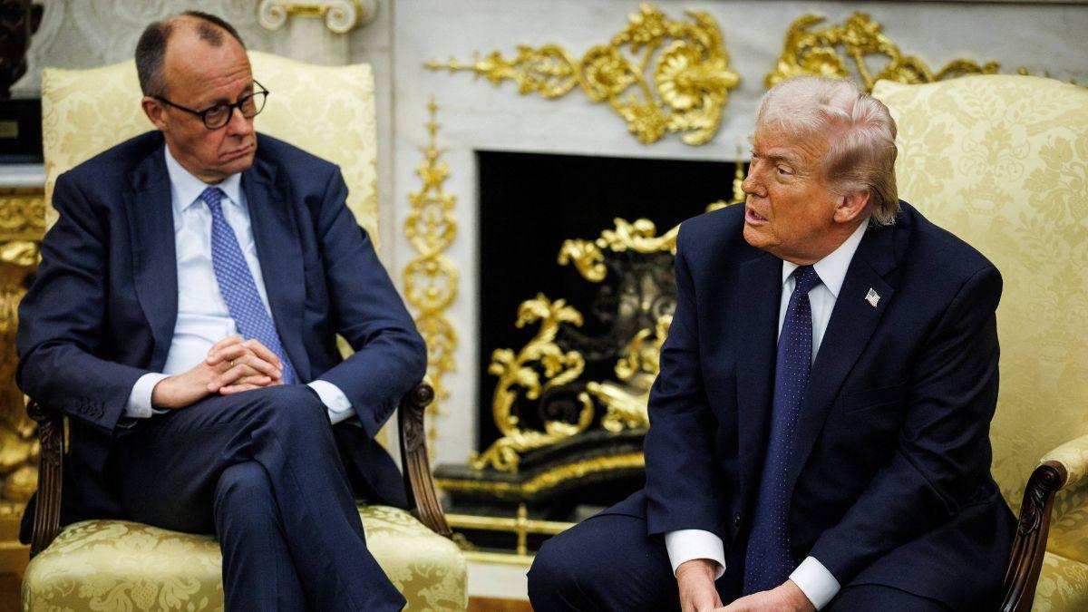 Image of the German Chancellor looked on as President Donald Trump muddled facts about his heritage.