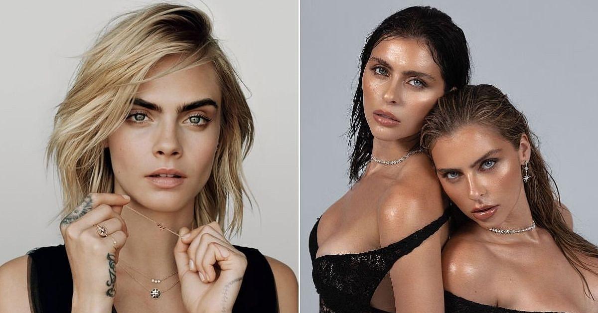 viral twins lauren and katie hamden compared to cara delevingne for strikingly similar appearance pp