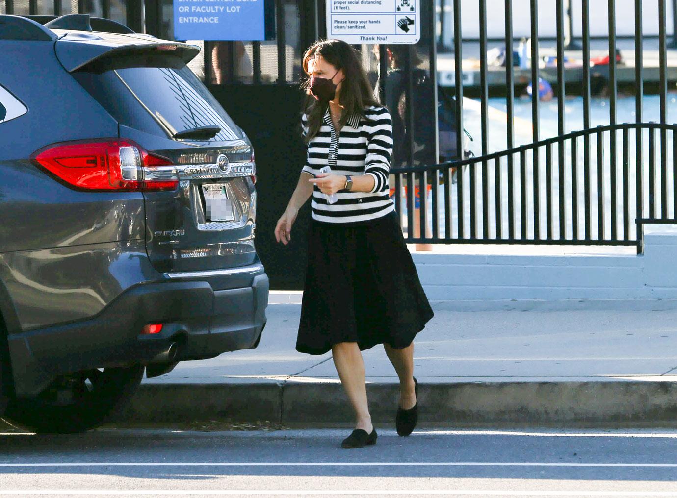 jennifer garner is seen dropping off her son samuel at swim practice