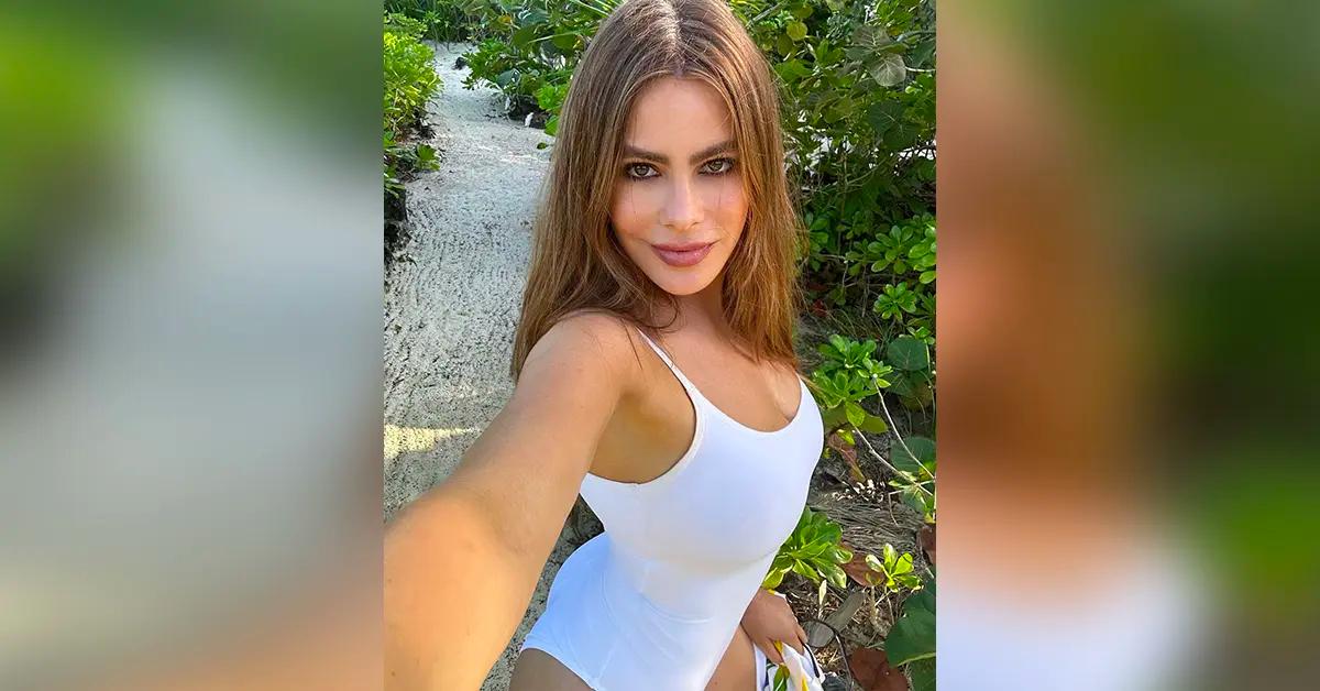 Sofia Vergara shows off her curves wearing nothing but a white