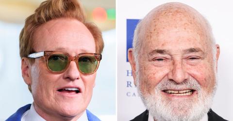 Split photo of Conan O'Brien and Rob Reiner.