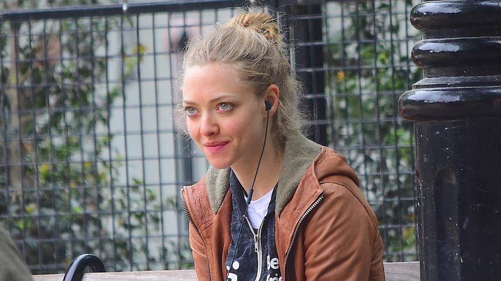 Amanda Seyfried makes friends with all the dogs at the park in NYC