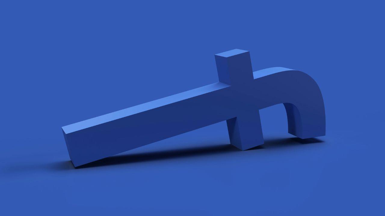 Facebook logo fallen over to the side
