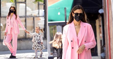 irina shayk pretty in pink in greenwich village