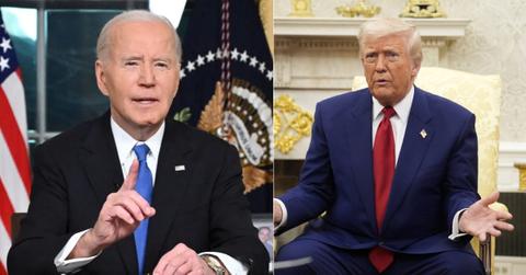 Photo of Joe Biden; picture of Donald Trump.