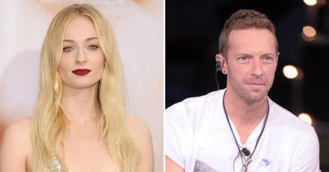 Split photo of Sophie Turner and Chris Martin