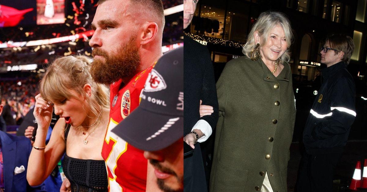 Composite Photos of Martha Stewart, Travis Kelce and Taylor Swift