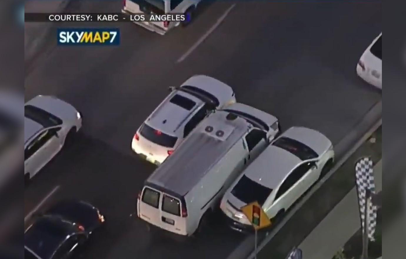 suspect slams stolen van police car high speed chase video