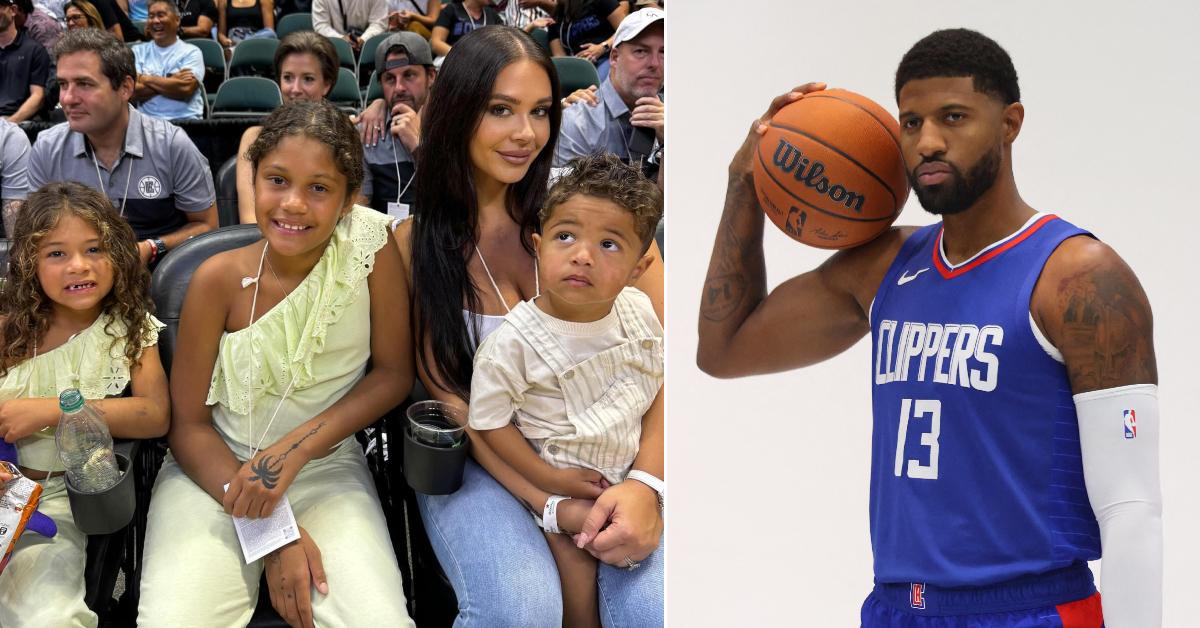 Photo of Daniela Rajic and kids; picture of Paul George.