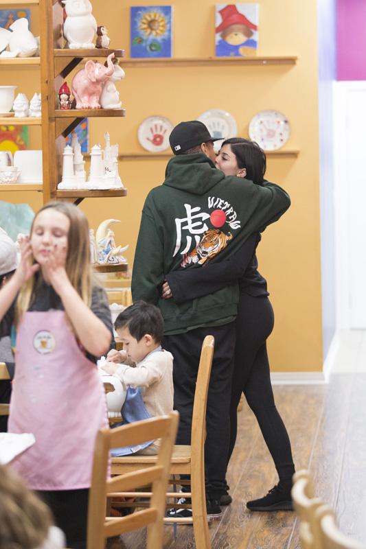 Kylie Jenner and Tyga make out in front of children at Color Me Mine