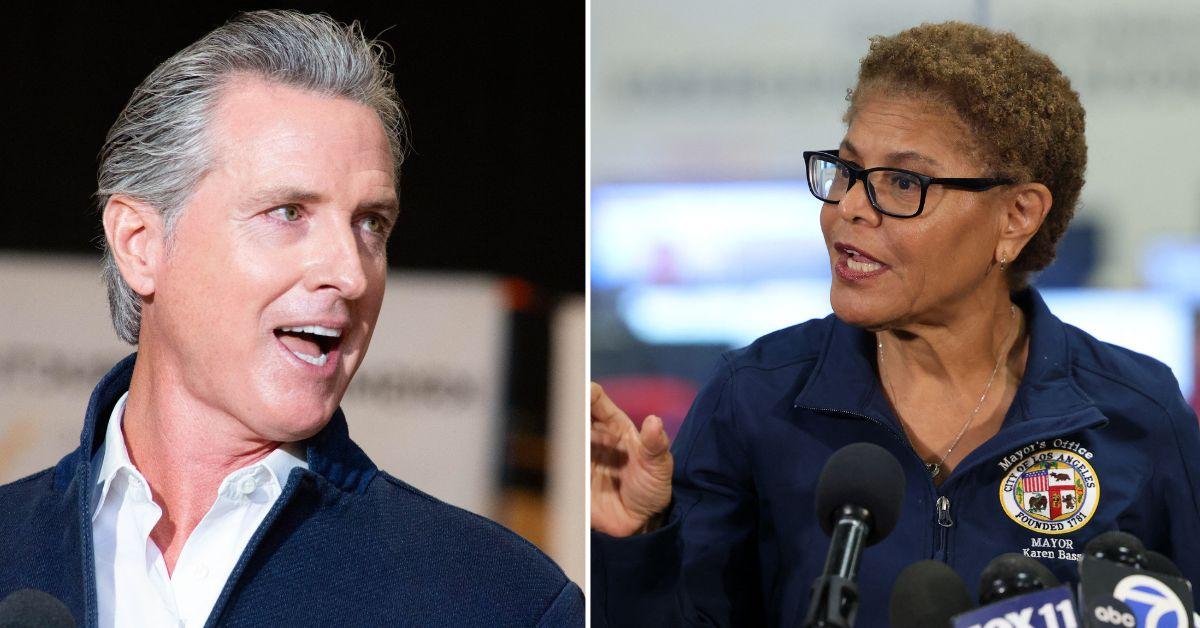 Composite photo of Gavin Newsom and Karen Bass