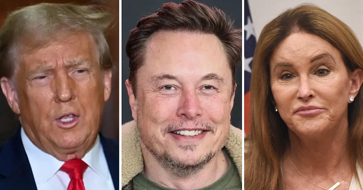 Split photos of Donald Trump, Elon Musk and Caitlyn Jenner.