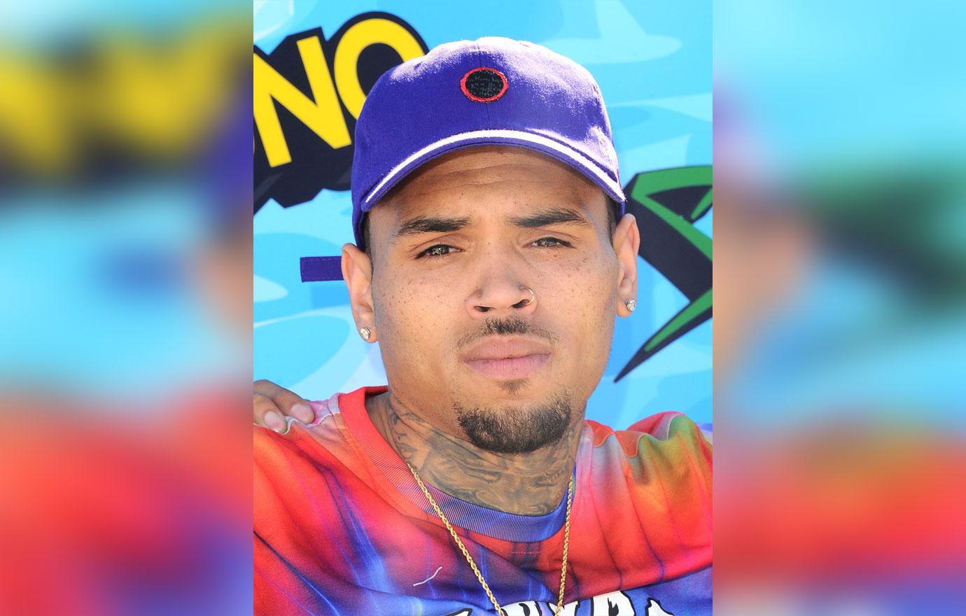 Chris Brown Wearing Tie Dye Shirt Close Up