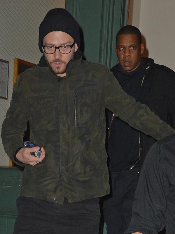 Justin Timberlake and Jay Z leaving Taylor Swift&#8217;s apartment in Tribeca, NYC