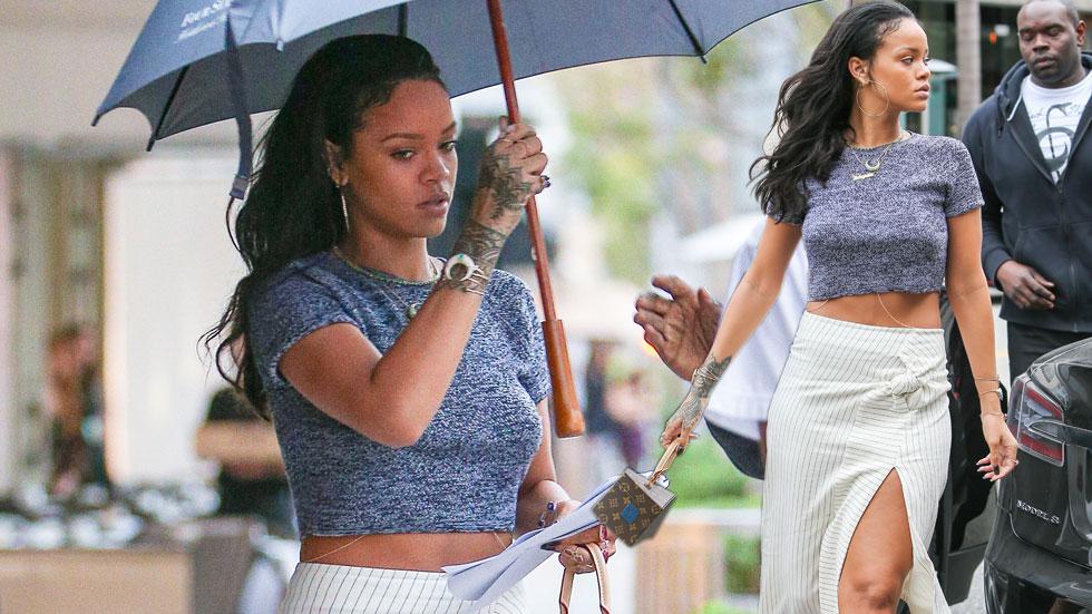 Rihanna Flashes Legs And Abs