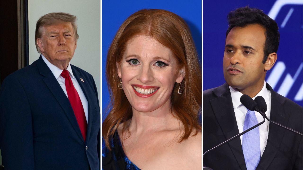 Image of Donald Trump,Karen Travers and Vivek Ramaswamy