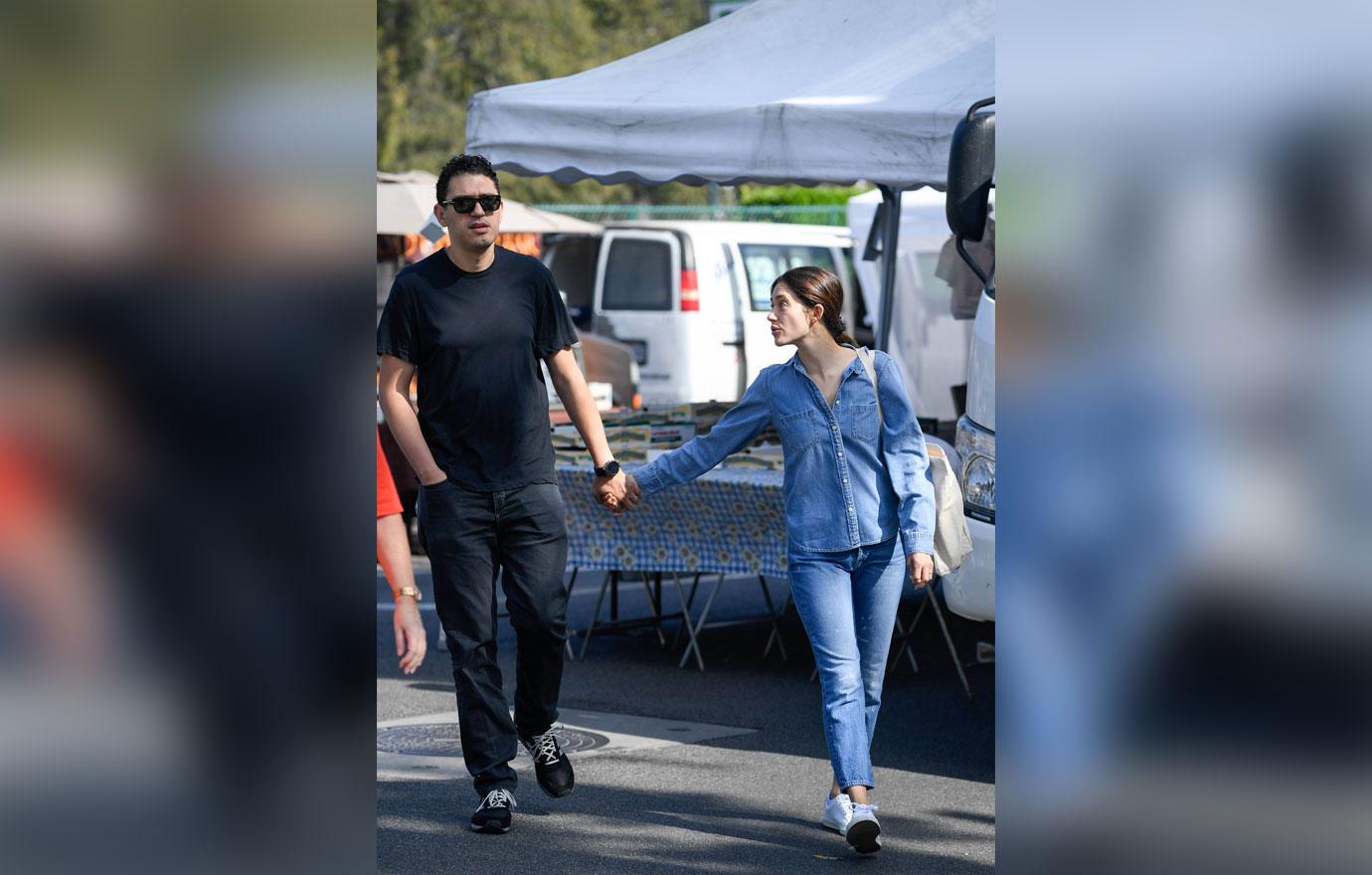 EXCLUSIVE: Emmy Rossum and husband Sam Esmail pick up produce at their local farmer&#8217;s market