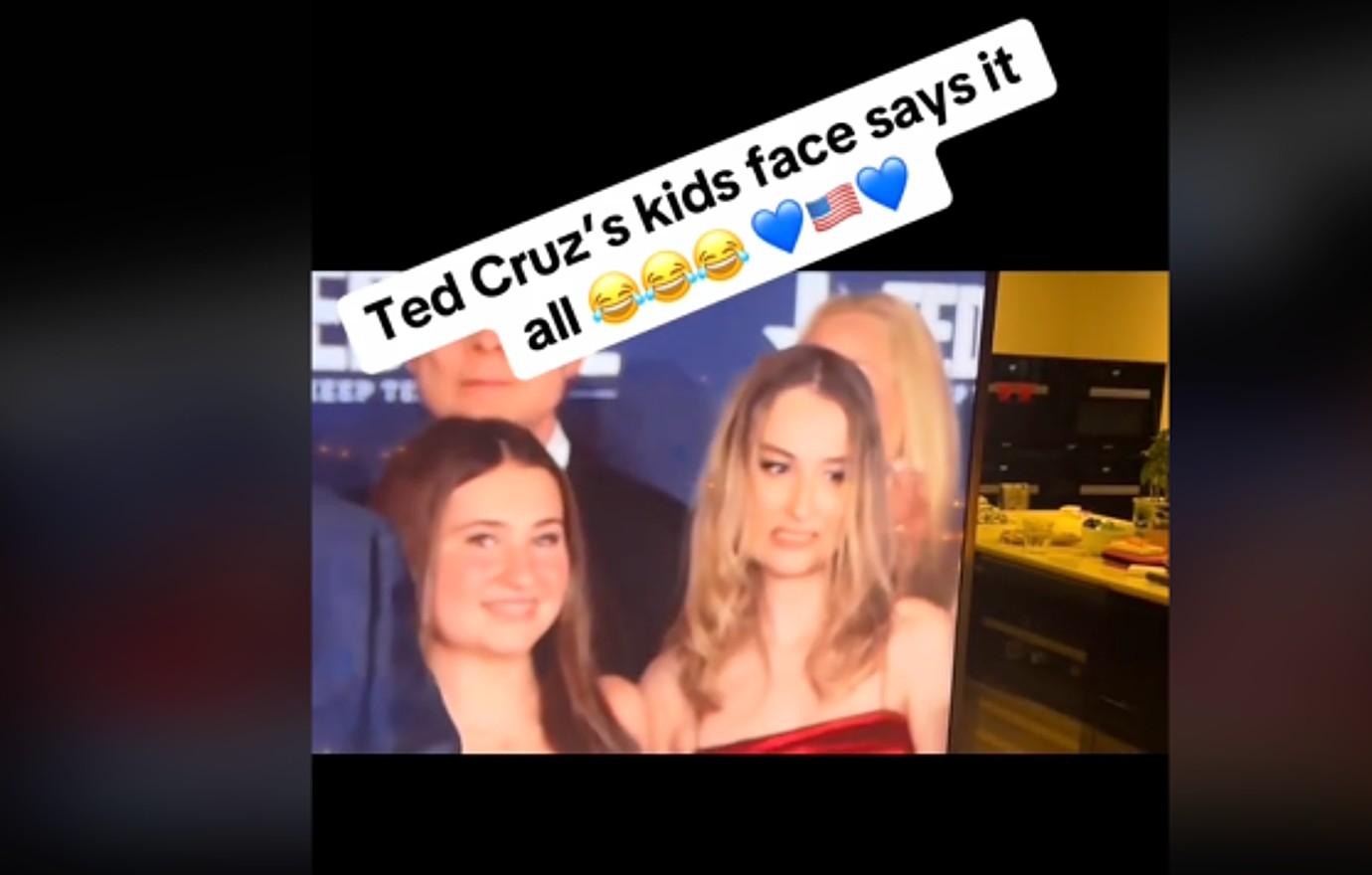 ted cruzs daughter winces donald trump tiktok