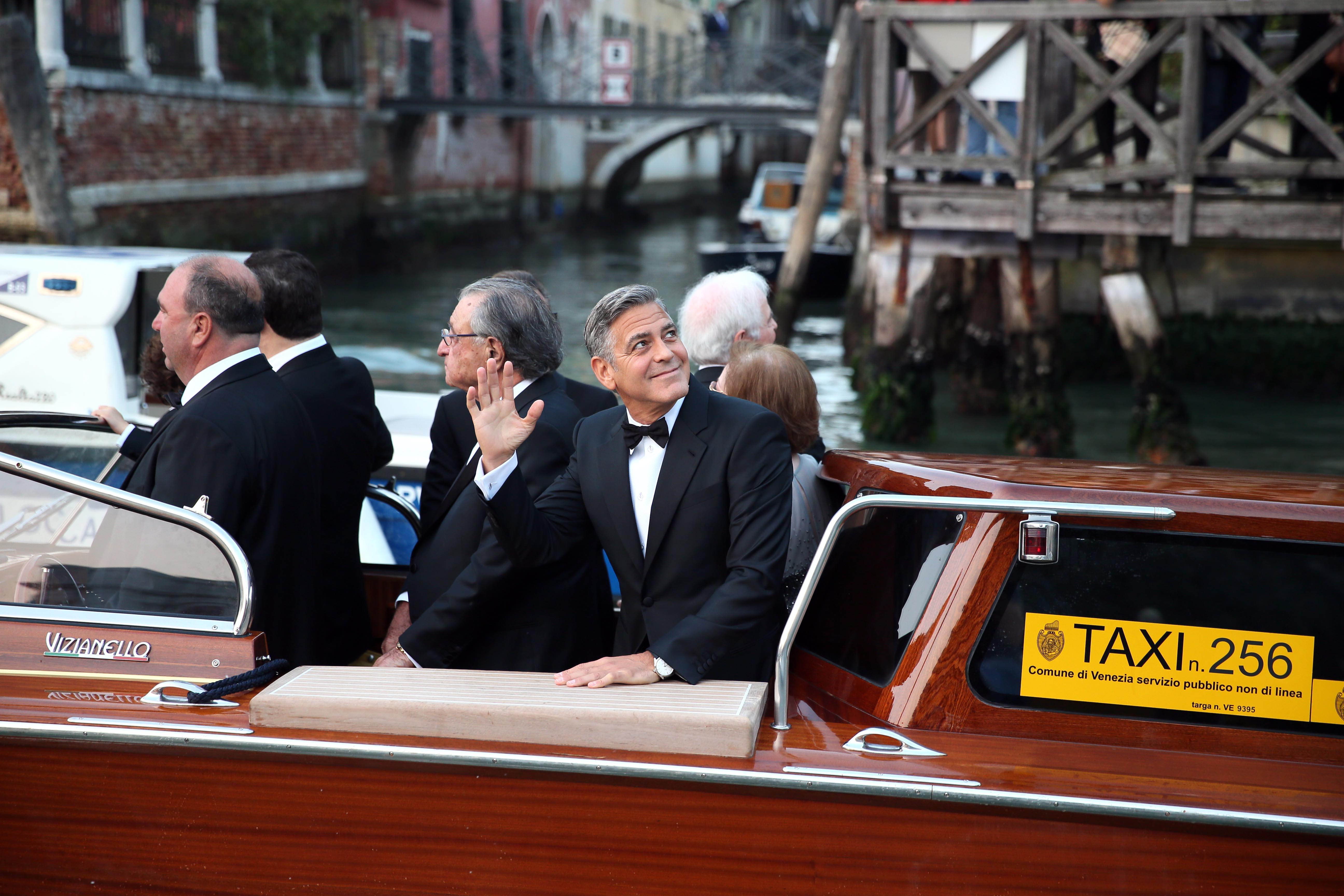 George Clooney arrived at the Aman Hotel where he is set to marry Amal Alamuddin