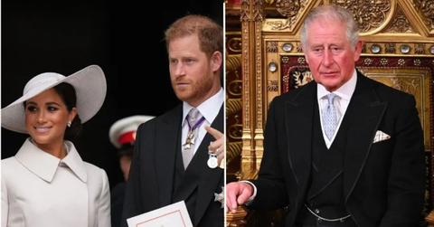 image split of harry meghan and Charles