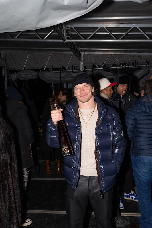 braxton berrios celebrates with tequila don julio  during palm tree music festival in aspen on february   photo credit evan paterakis