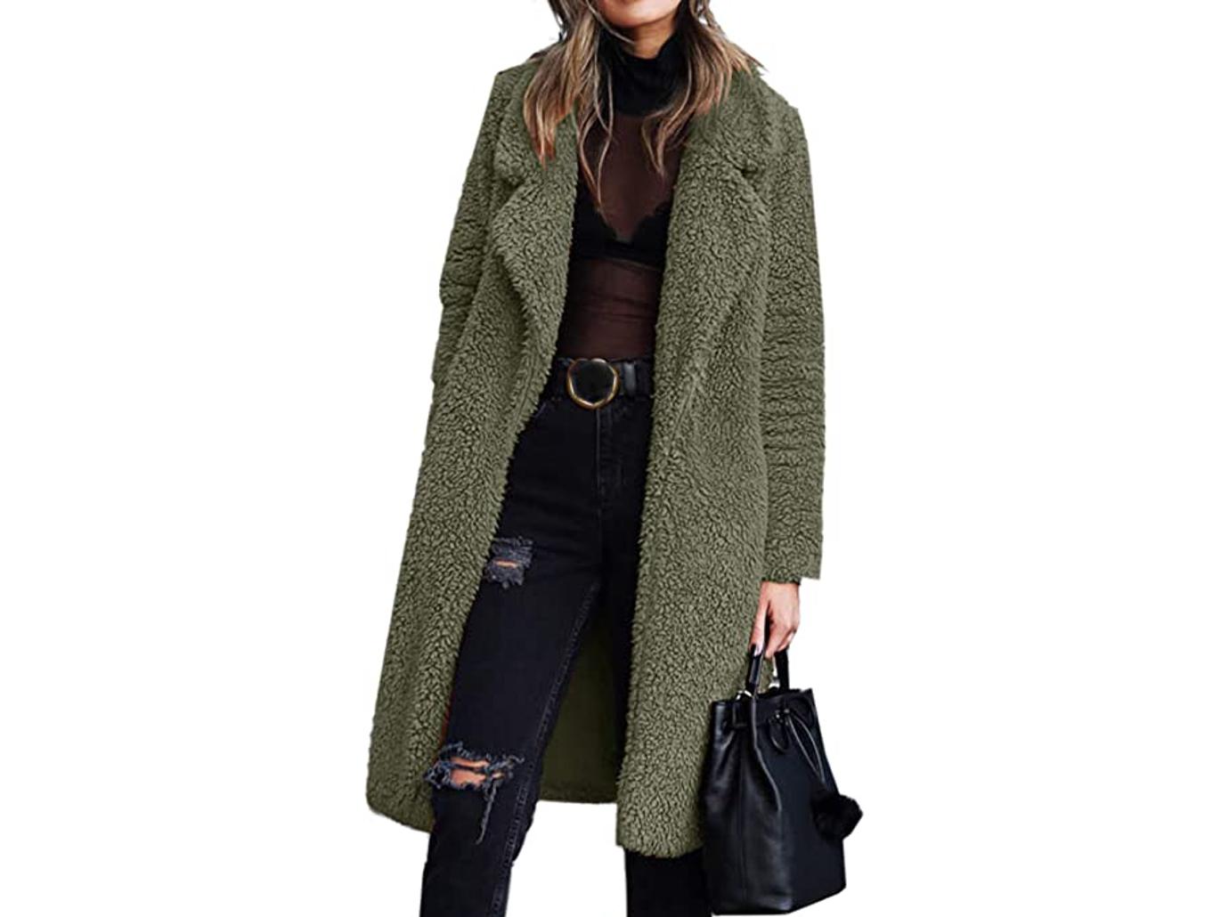 chrissy teigen green sherpa coat style beverly hills shop