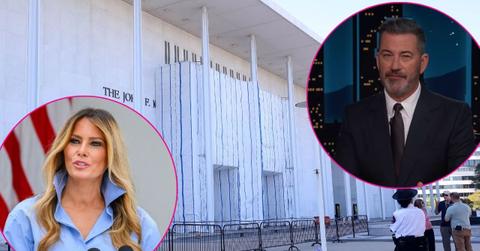 Composite photo of Melania Trump, Jimmy Kimmel and the Kennedy Center.