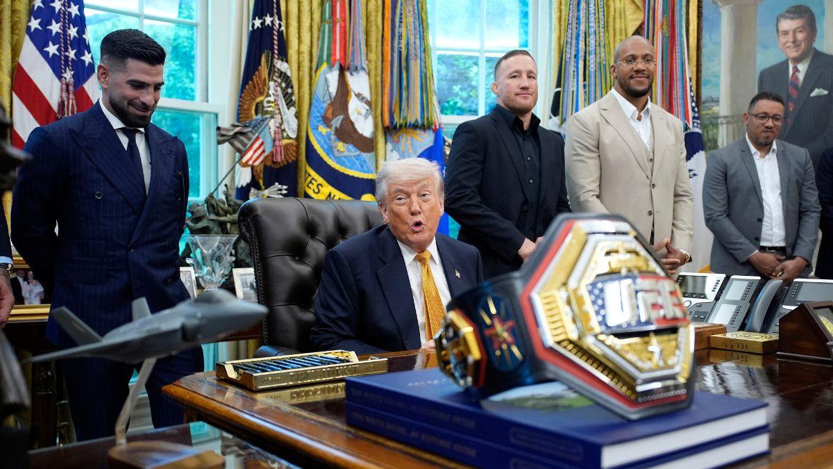 Photo of Donald Trump and UFC fighters.
