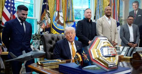 Photo of Donald Trump and UFC fighters.