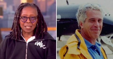 Split photo of Whoopi Goldberg and Jeffrey Epstein