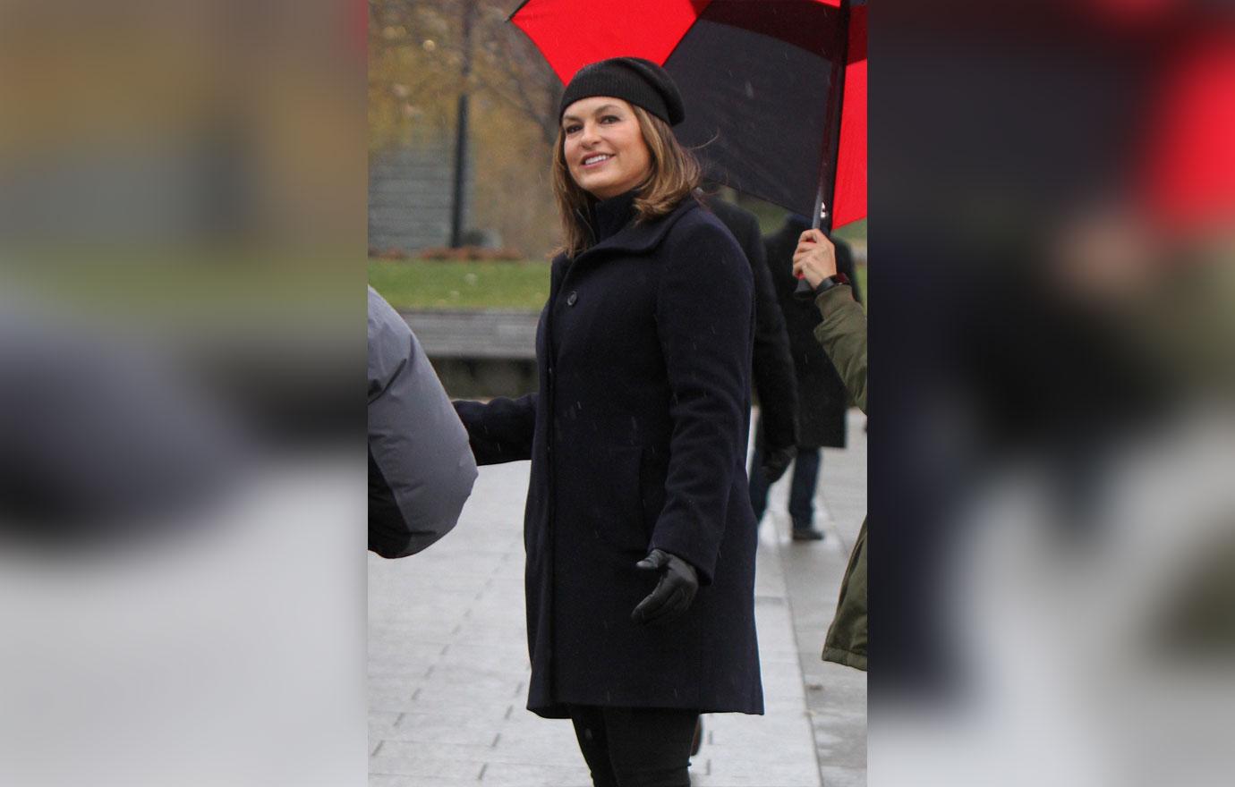 Mariska Hargitay on set of Law & Order SVU