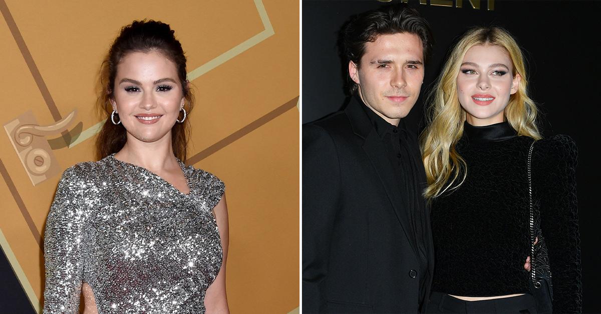 selena gomez jokes throuple brooklyn beckham nicola peltz pp