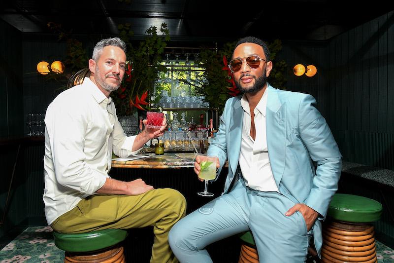 mike rosenthal and john legend attended the its good from the source dinner featuring specialty tequila don julio cocktails on july th in los angeles california