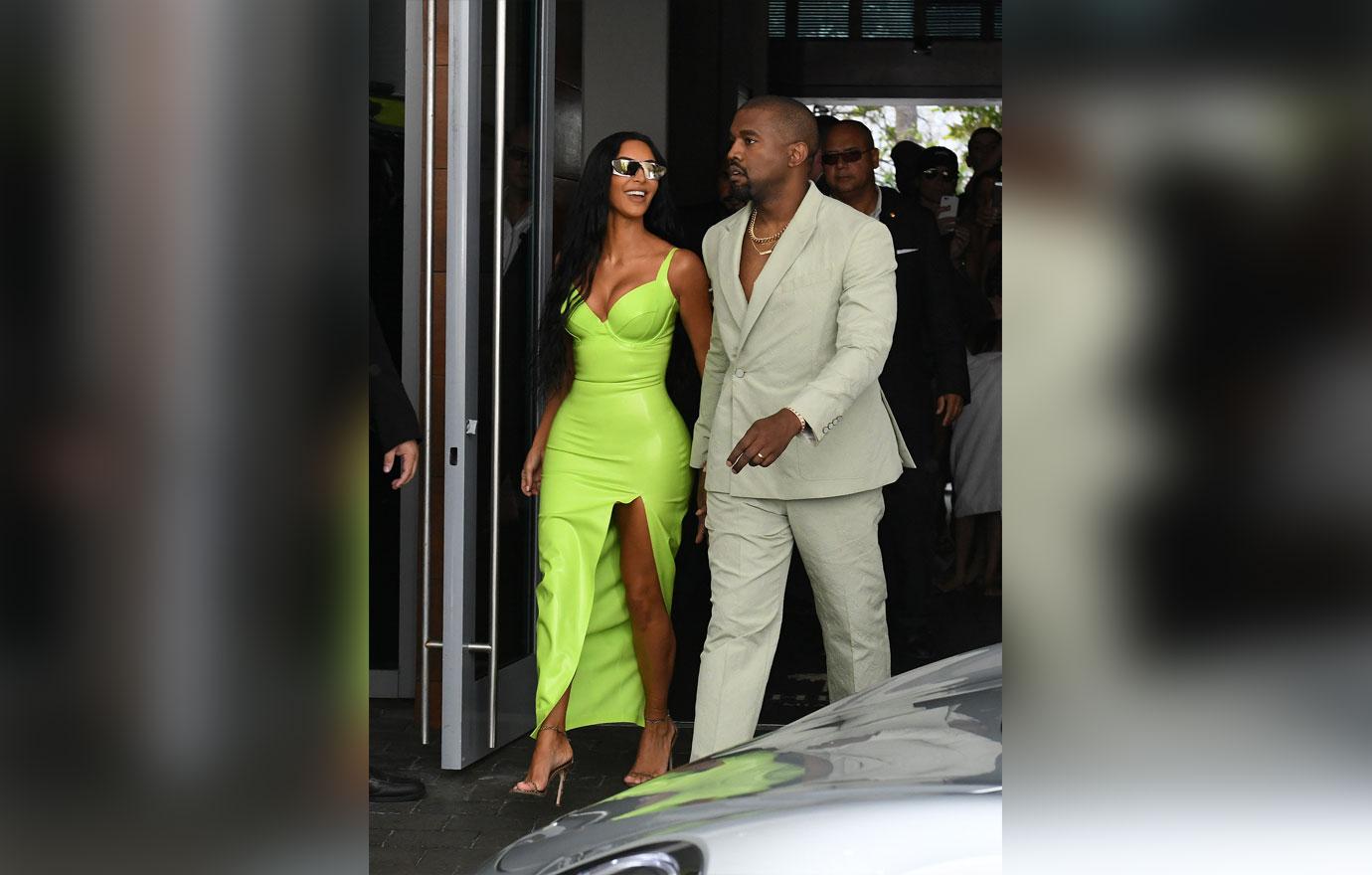 Kim Kardashian Green Dress at 2 Chainz's Wedding