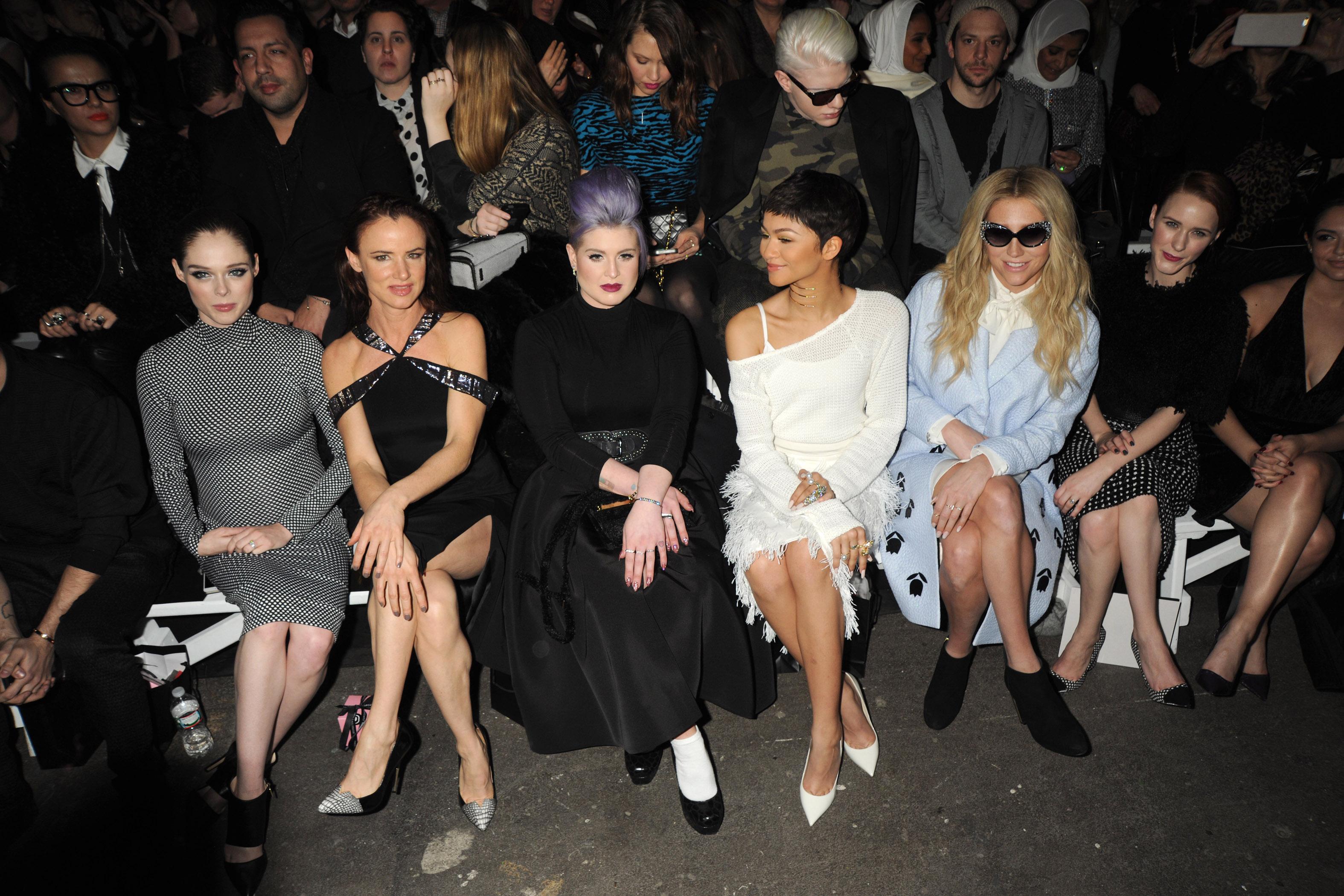 Celebrities seen front row at the Christian Siriano F/W 2015 runway collection showing in NYC