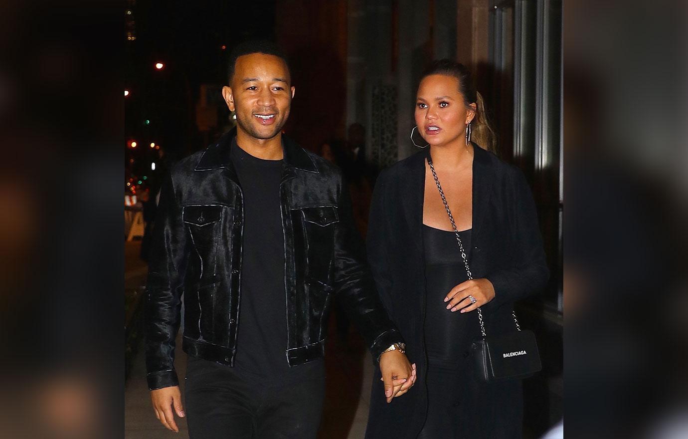 Pregnant Chrissy Teigen and John Legend head out to dinner in Brooklyn