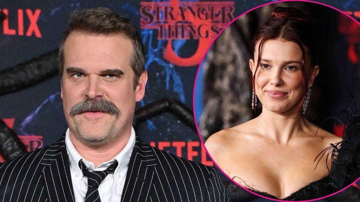 Photo of David Harbour and Millie Bobby Brown