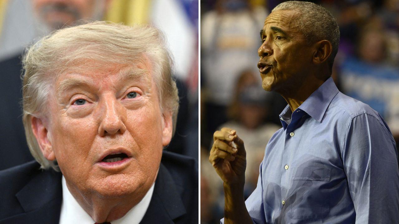 Split image of Donald Trump and Barack Obama