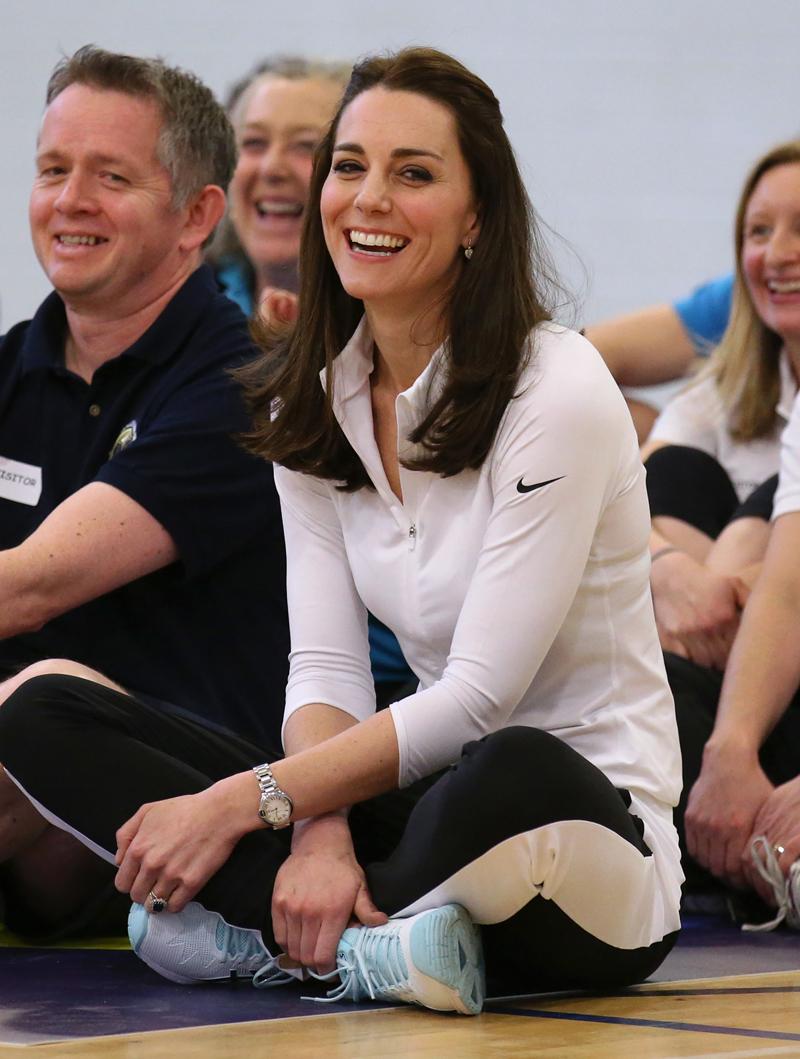 The Duchess of Cambridge takes part in a Tennis coaching workshop