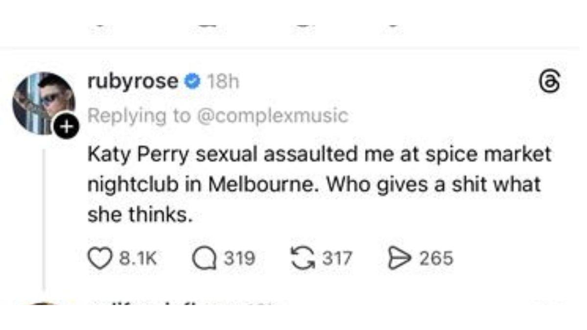 Photo of Ruby Rose said multiple people witnessed the incident.